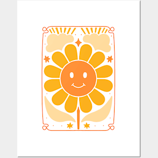 Happy Boho Sunflower Posters and Art